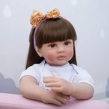24 Colių Lėlės bebe atgimę žaislai 60 cm Silikono Minkštas Realus Princesė Mergina vaikiška Lėlė parduodama Vaikas, Gimtadienio, Kalėdų Dovanos