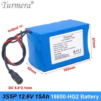 3S5P 12V 15Ah Įkraunama Ličio Baterija, Naudojimo HG2 3000mAh baterija su 40A BMS nepertraukiamą elektros energijos tiekimo 10.8 V 12,6 V