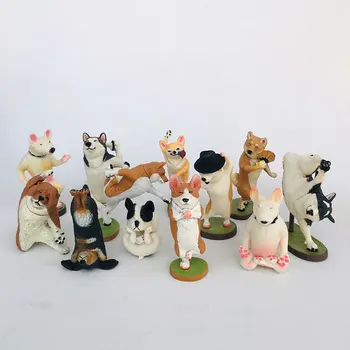 6pcs/set Jogos šokio šuo pav veiksmų modelį, žaislų, kūrybinės šuo šuniukas veiksmų lėlės Corgi Shiba Inu Haskis Buldogas modelio paveikslas žaislai