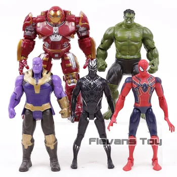 Keršytojas Begalybės Karo Hulkbuster Hulk Thanos Black Panther žmogus-Voras PVC Veiksmų Skaičius, Kolekcines, Modelis Žaislas 5vnt/set