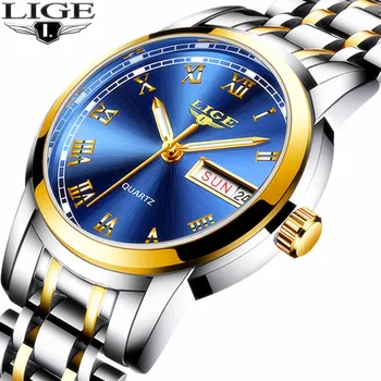 LIGE 2020 Naujų Moteris Laikrodžiai Top Brand Prabangių Rožių Visos Plieno Žiūrėti Moteris Kvarcinis Laikrodis atsparus Vandeniui Ponios Žiūrėti Laikrodis+Box