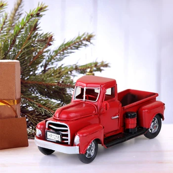 Naujas Vintage Red Metalo Sunkvežimių Velykų Pick-up Automobilio Modelį Ornamentu Vaikams Žaislas Lentelės Viršuje Dekoro Kaimiškas Kalėdų Dovanos Apdaila