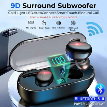 TWS Y30 Belaidžio Blutooth Ausinės V5.0 pirštų Atspaudų Palieskite ausis Bass Stereo Muzikos Triukšmo Mažinimo HIFI Sporto Ausinių laisvų Rankų įranga