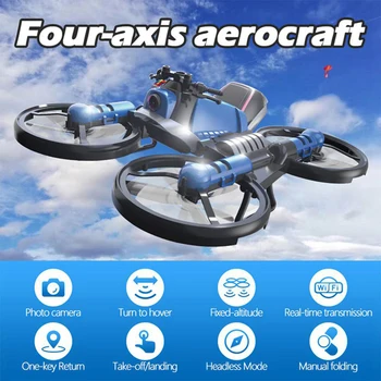 Unikalus H6 2-in-1 Lankstymo RC Drone su kamera Motociklo Transporto priemonės Daugiafunkcinis Lankstymo Orlaivių Transporto priemonės 6 ašis Quadcopter Žaislas